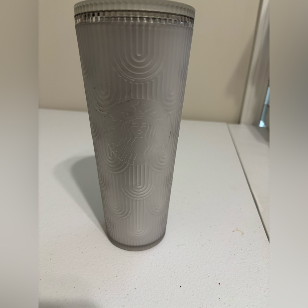 Starbucks Gray Embossed Logo Tumbler